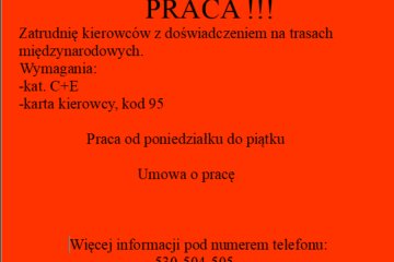 ZATRUDNIE KIEROWCĘ C+E